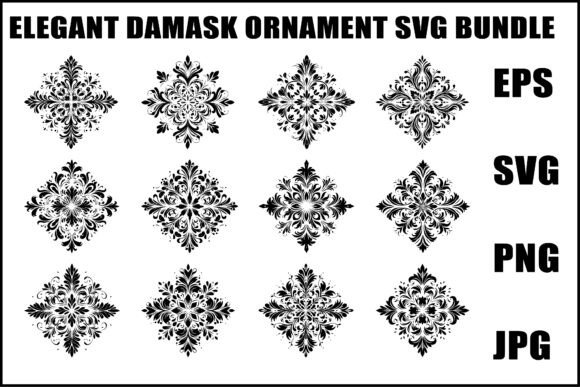 Download Elegant Damask Ornament SVG Set - Set Collection