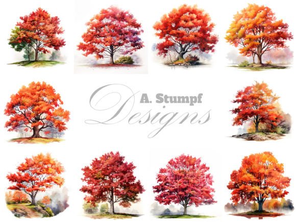 Download Maple Tree Watercolor Nature Clipart Set - Set Collection