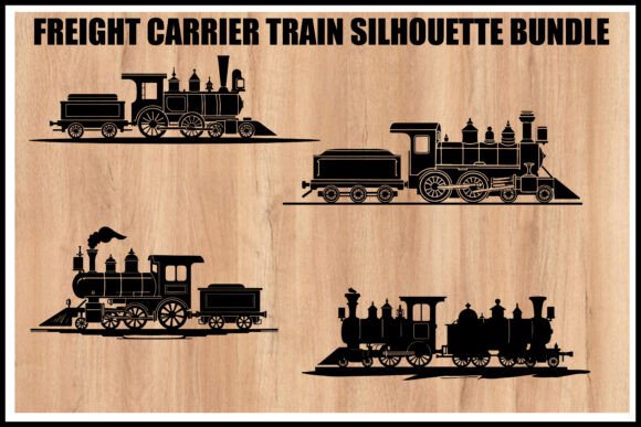 Download Vintage Freight Train Silhouette Set - Set Collection