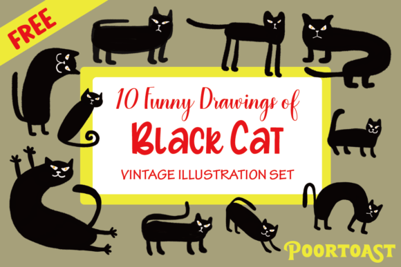 Download Funny Black Cat Set - Set Collection