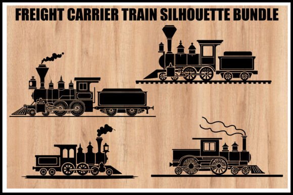 Download Vintage Freight Train Silhouette Set - Set Collection