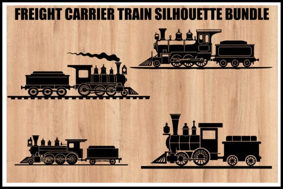Download Vintage Freight Train Silhouette Set - Set Collection