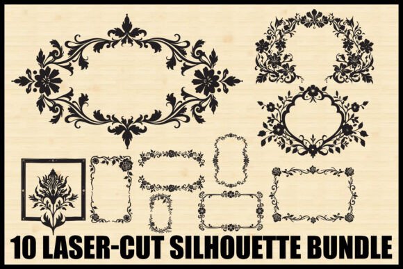 Download Laser Cut Floral Frame Bundle Set - Set Collection
