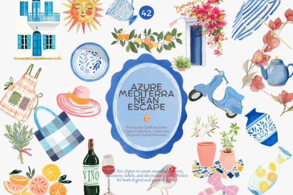 Download Greek Summer Clipart Set F - Set Collection