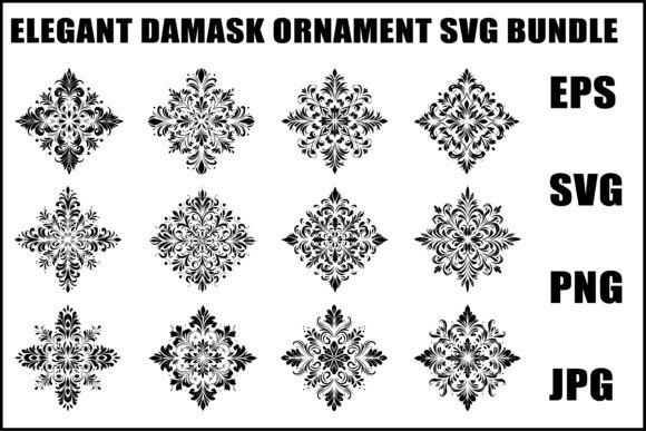 Download Elegant Damask Ornament SVG Set - Set Collection