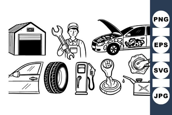 Download Hand Drawn Car Repair Set - Set Collection