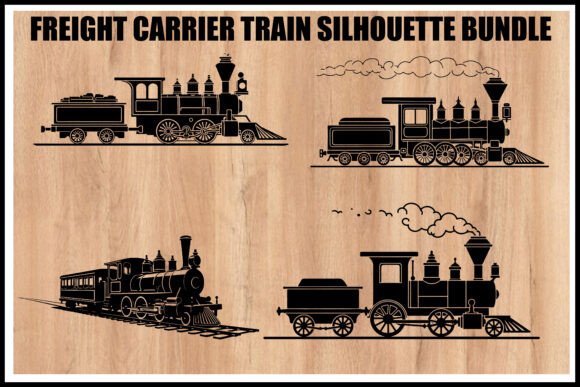Download Vintage Freight Train Silhouette Set - Set Collection