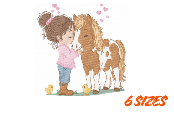 Download Girl and Pony Embroidery Design File Set - Set Collection