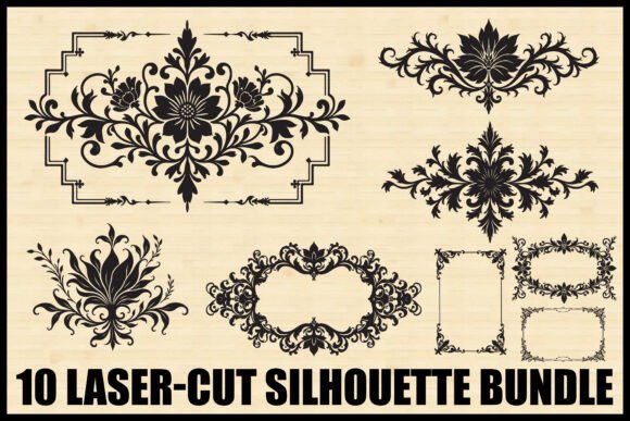 Download Laser Cut Floral Frame Bundle Set - Set Collection