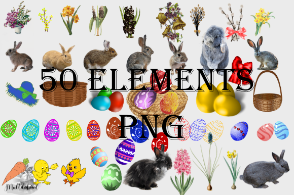 Download Easter Set with Cute Bunnies and Eggs - Set Collection