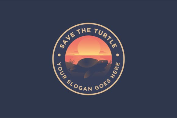 Download Scenery Turtle, Sunset and Sea Logo - Set Collection