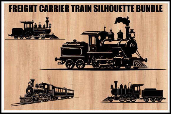 Download Vintage Freight Train Silhouette Set - Set Collection