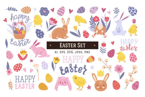 Download 85 Easter Rabbits and Eggs Set - Set Collection