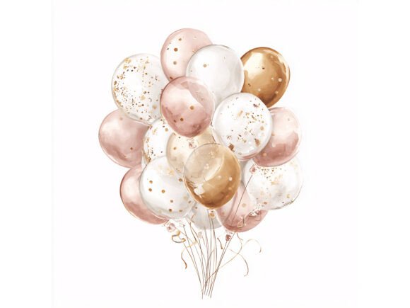Download 12 JPG Pink Gold Balloon Party Set - Set Collection