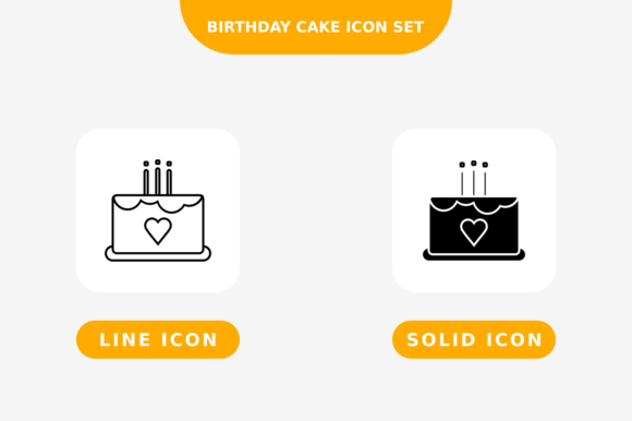 Download Birthday Cake Icon Set, Line and Solid - Set Collection
