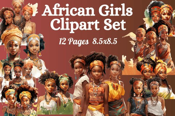 Download African Girls Clipart Set - Set Collection