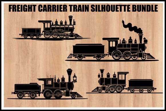 Download Vintage Freight Train Silhouette Set - Set Collection