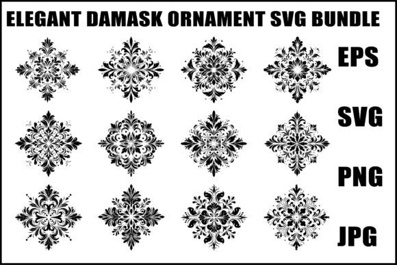 Download Elegant Damask Ornament SVG Set - Set Collection