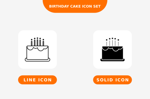 Download Birthday Cake Icon Set, Line and Solid - Set Collection