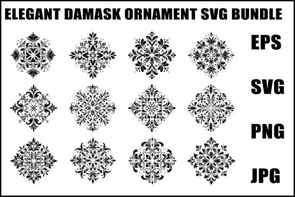 Download Elegant Damask Ornament SVG Set - Set Collection