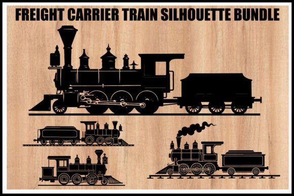 Download Vintage Freight Train Silhouette Set - Set Collection