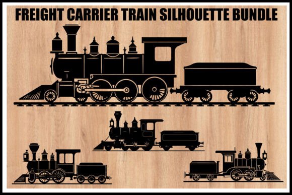 Download Vintage Freight Train Silhouette Set - Set Collection