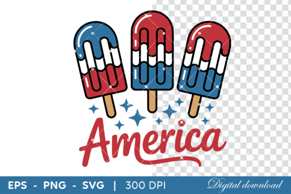 Download American Popsicle Illustration with Star - Popsicle illustration Collection