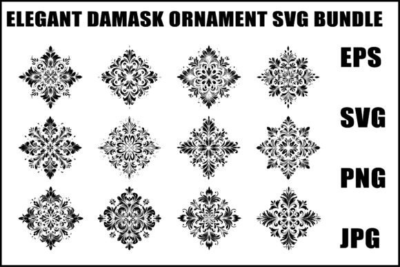 Download Elegant Damask Ornament SVG Set - Set Collection