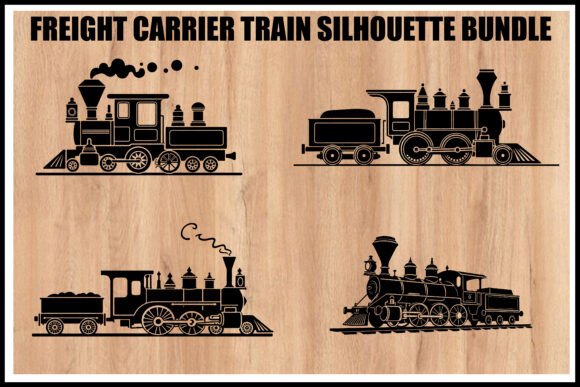 Download Vintage Freight Train Silhouette Set - Set Collection
