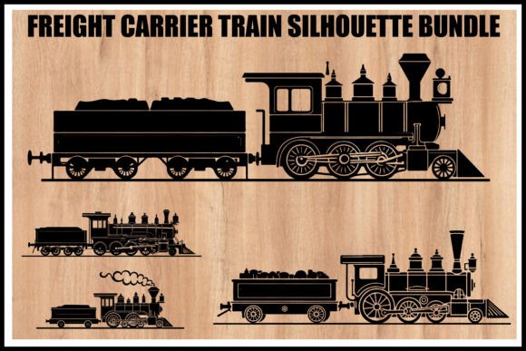 Download Vintage Freight Train Silhouette Set - Set Collection