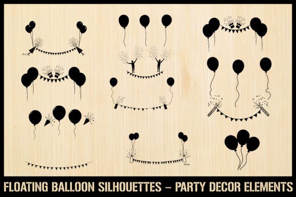 Download Balloon &amp; Party Banner Silhouette Set - Set Collection