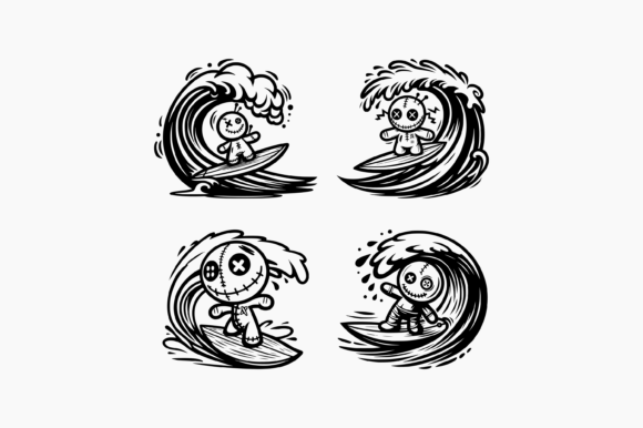 Download Cute Voodoo Doll Surfing on a Giant Wave - Premium Resources