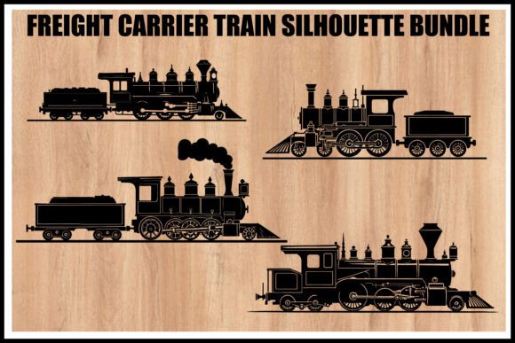 Download Vintage Freight Train Silhouette Set - Set Collection