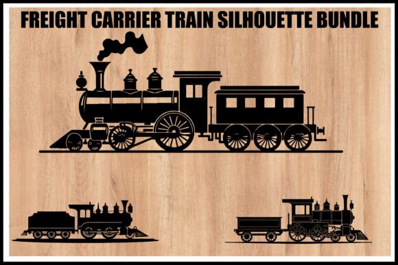 Download Vintage Freight Train Silhouette Set - Set Collection