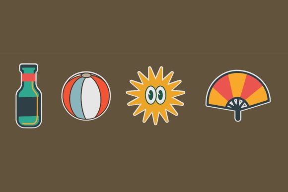 Download Retro Summer Beach Sticker Set - Set Collection