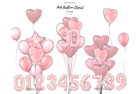 Download Pink Balloon Clipart Set: Hearts - Set Collection